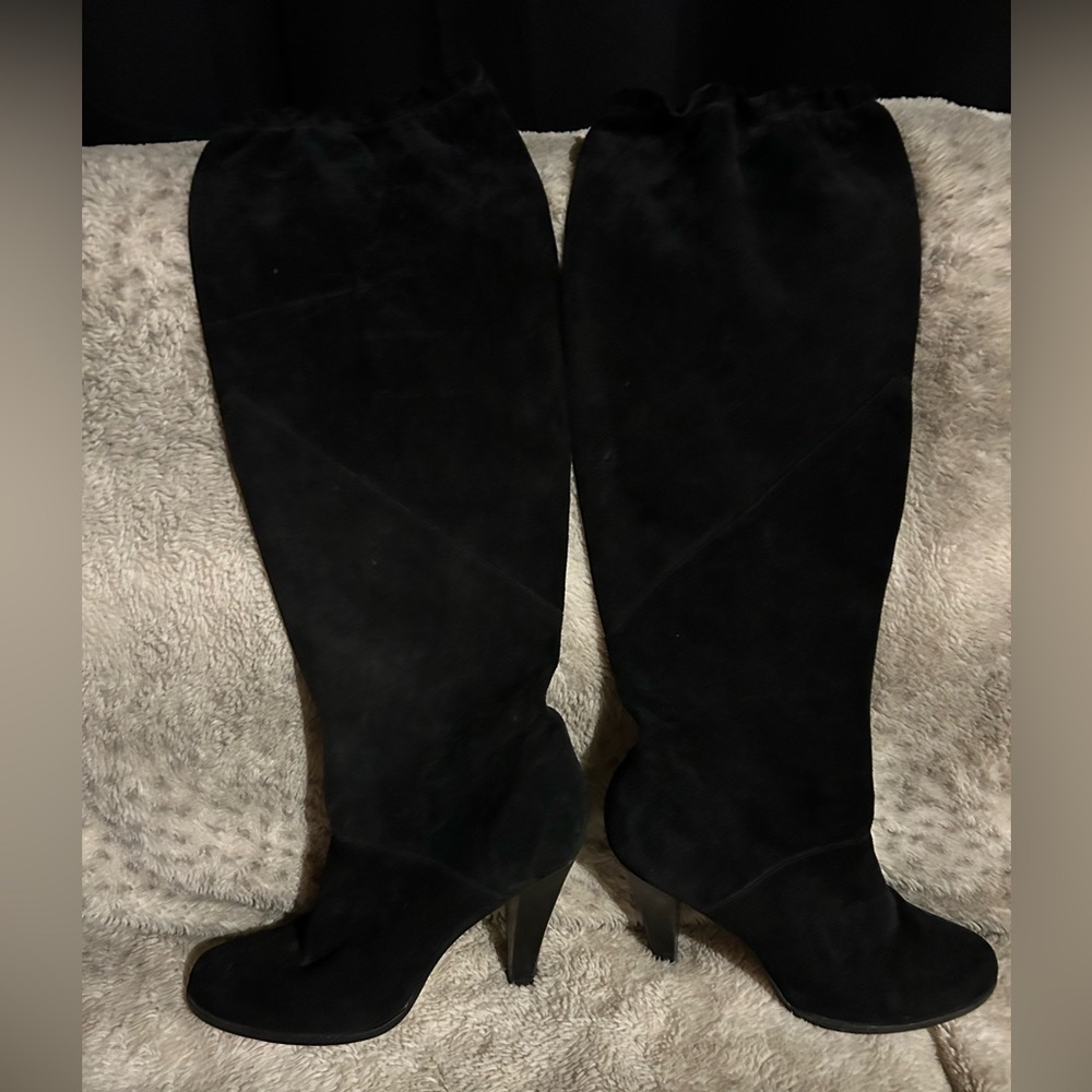Elegant Black Knee-High suede  Women's Boots